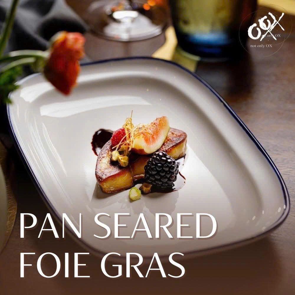 Pan-seared foie gras with berries and The OX’s original printed title